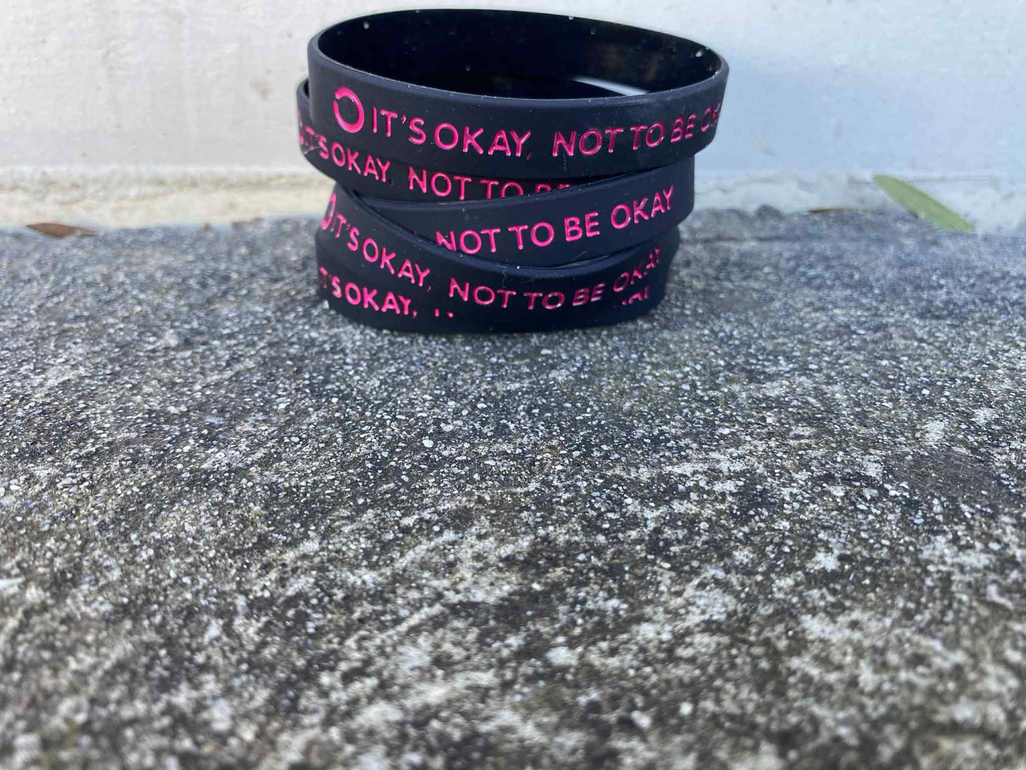 Black with Hot Pink Text - Adult Wristband