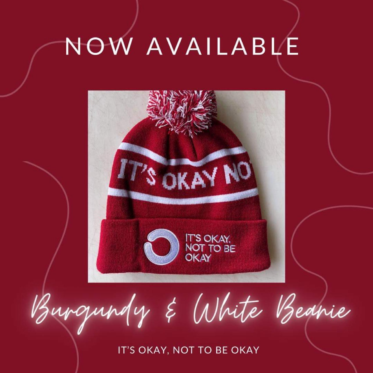 SALE! Burgundy and White Beanie