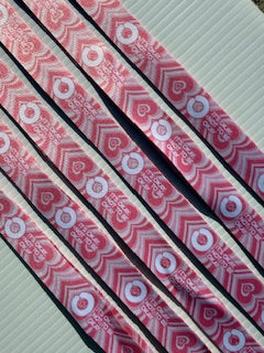 Light pink hearts lanyard with safety clip