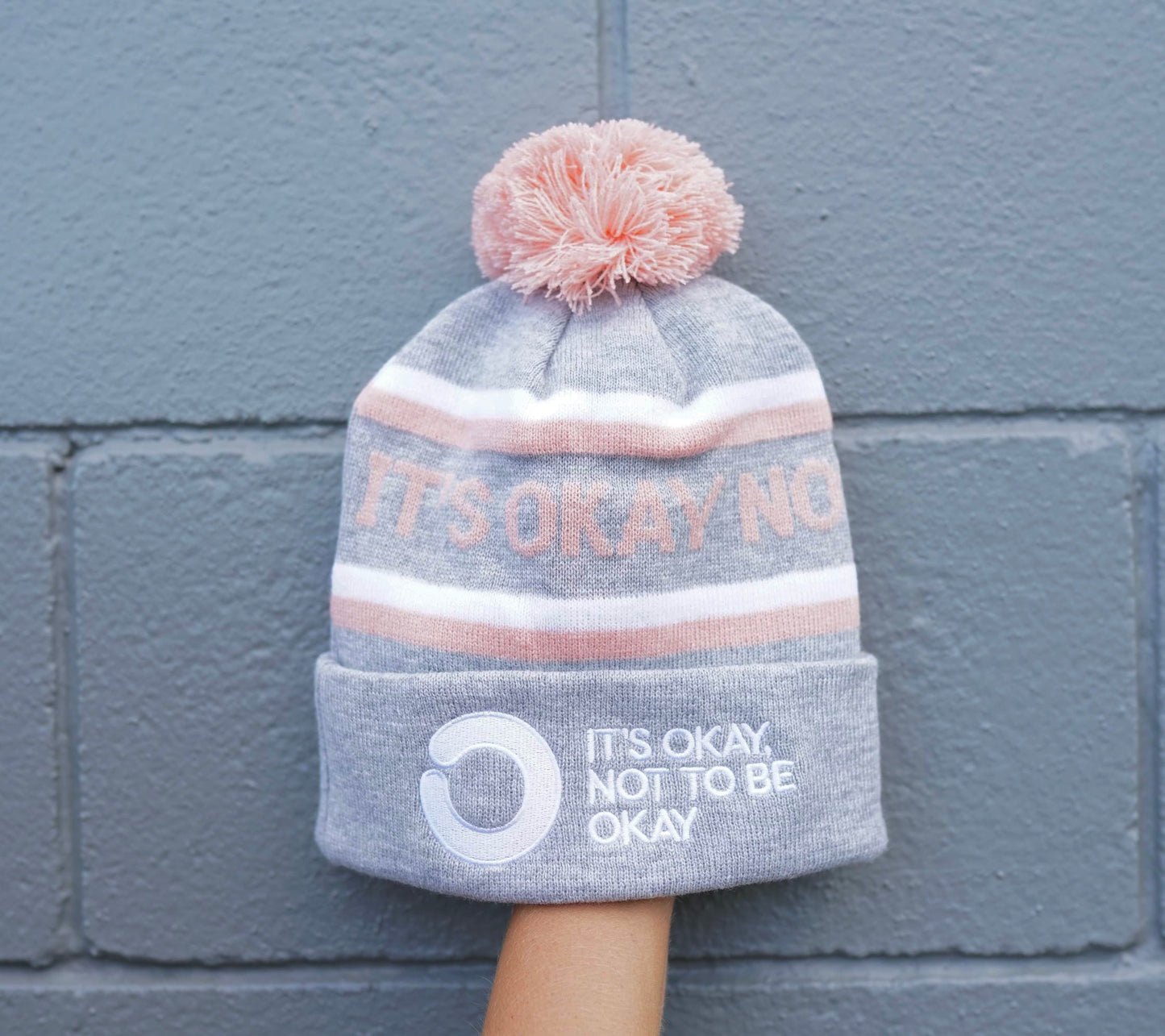 Grey & Pink Beanie