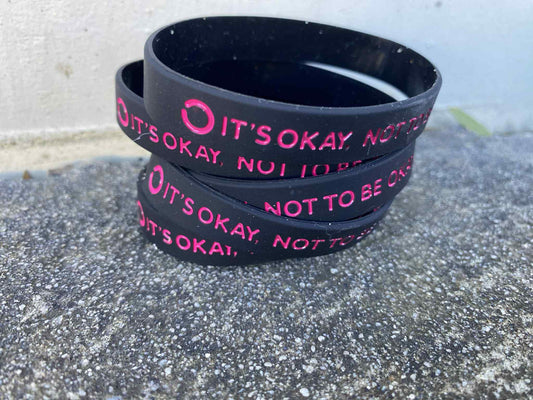 Black with Hot Pink Text - Adult Wristband
