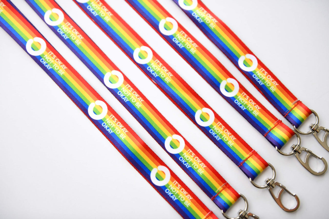 Rainbow Lanyard with Safety Clip