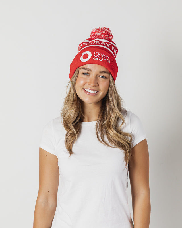 Red and White Beanie
